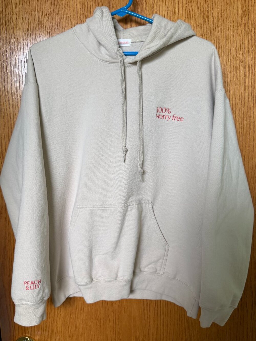 Peach & Lily 100% Worry Free Hoodie Size Large | Never Worn